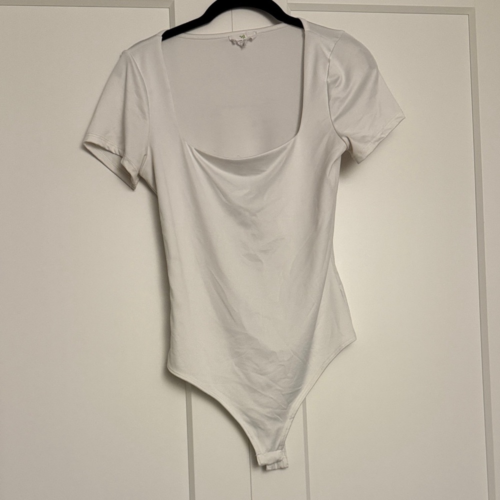 White Women's Short Sleeve Bodysuit